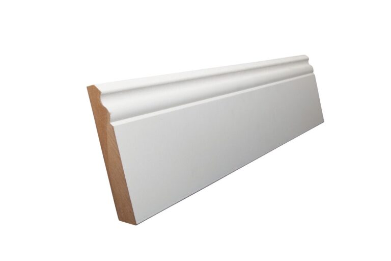 19 mm x 118 mm Scheuerleiste MDF weiß grundiert mit großem Karniesprofil (Bild 2)