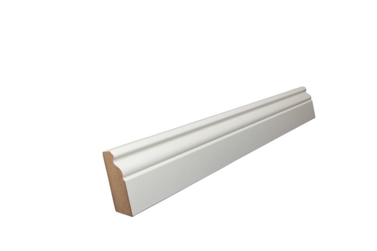 19 mm x 58 mm Scheuerleiste MDF weiß lackiert mit kleinem Karniesprofil (Bild 2)