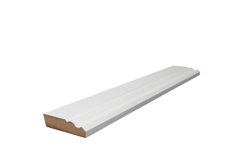19 mm x 78 mm Scheuerleiste MDF weiß grundiert mit großem Karniesprofil (Bild 1)