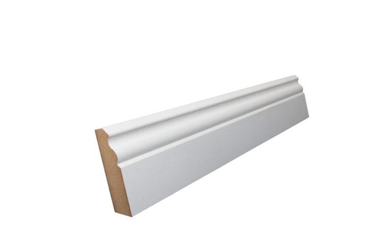 19 mm x 78 mm Scheuerleiste MDF weiß grundiert mit großem Karniesprofil (Bild 2)