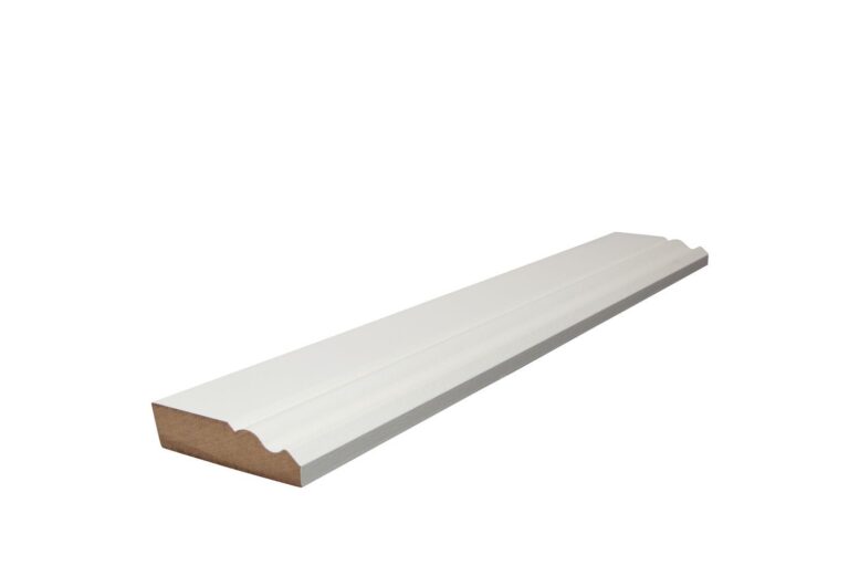 19 mm x 78 mm Scheuerleiste MDF weiß lackiert mit großem Karniesprofil (Bild 1)
