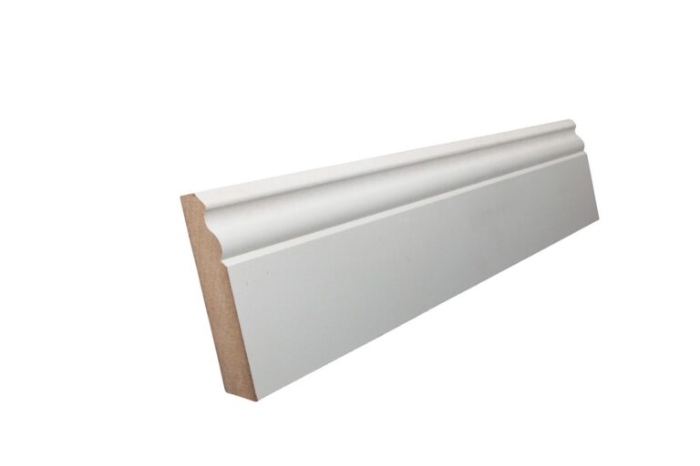 19 mm x 98 mm Scheuerleiste MDF weiß grundiert mit großem Karniesprofil (Bild 2)