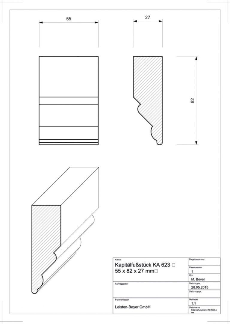 Kapitäl-Unterstück Kiefer KA 623 (Zeichnung)