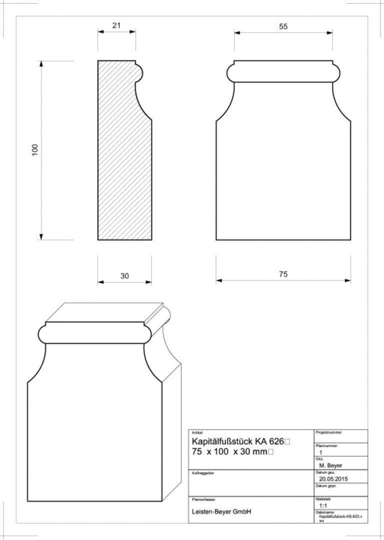 Kapitäl-Unterstück Kiefer KA 626 (Zeichnung)