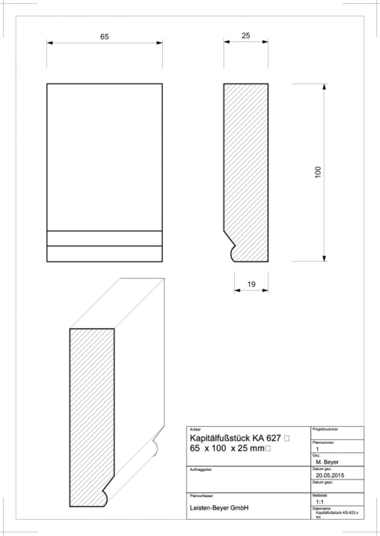 Kapitäl-Unterstück Kiefer KA 627 (Zeichnung)