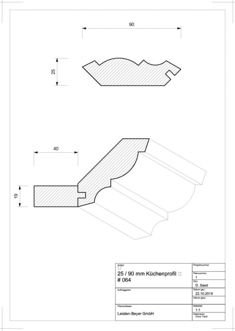 Küchenprofil Kiefer # 64 (Zeichnung)