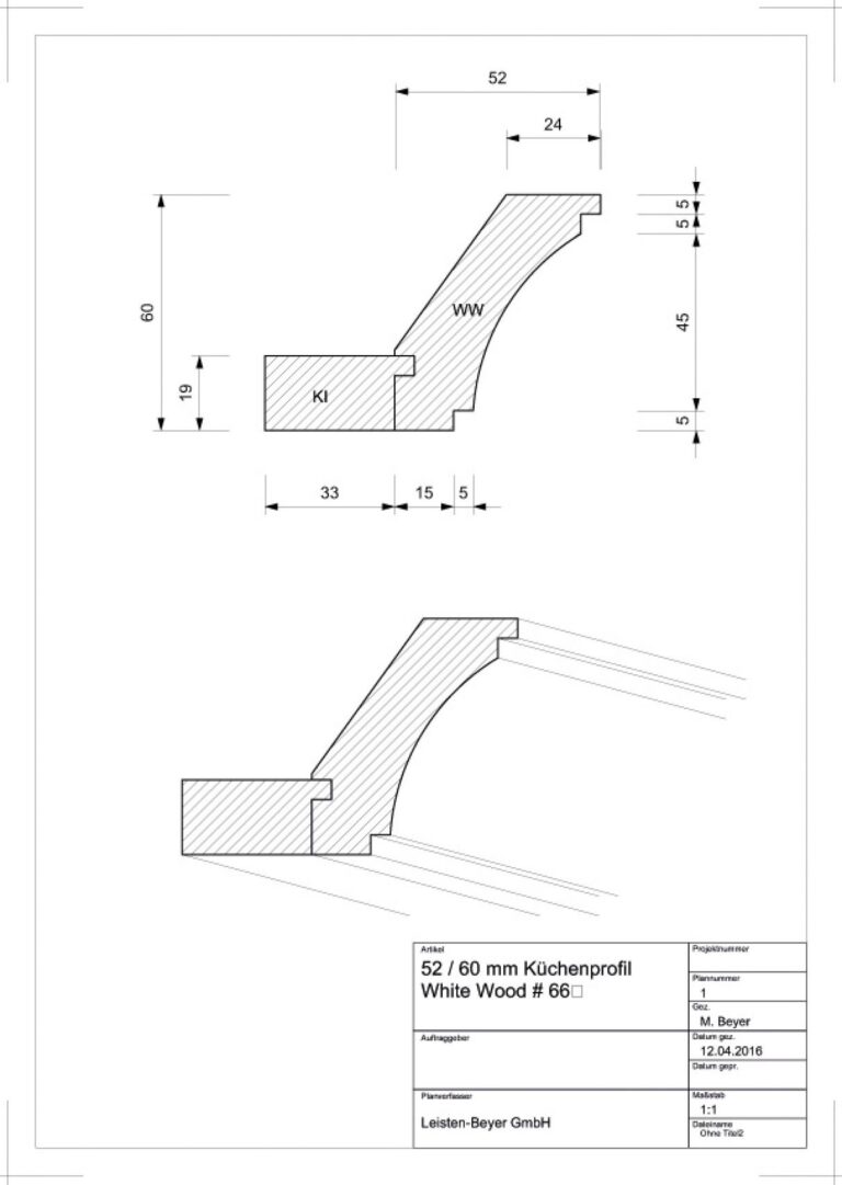 Küchenprofil White Wood # 66 (Zeichnung)